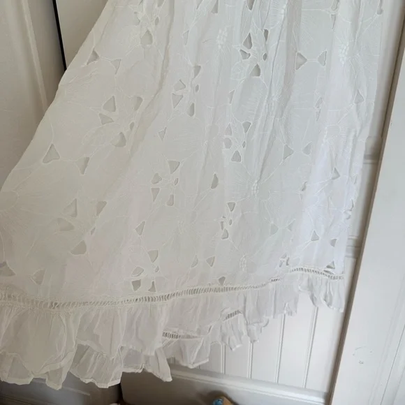 Anthropologie Forever That Girl White Tie-Back Ruffled Eyelet Dress - Picture 8 of 13